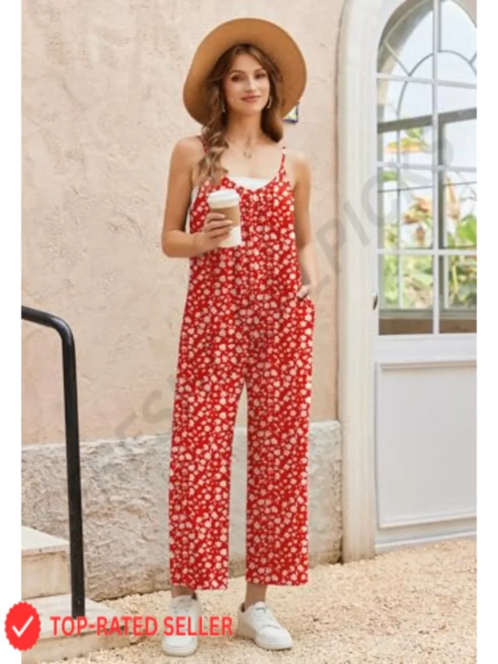 Boho Jumpsuit Women Wide Leg Loose Romper Sleeveless Summer Outfit